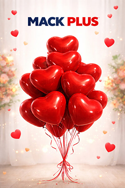VIP Balon 50’li 12 İnç Kırmızı Kalp Balon Seti – Helyum Uyumlu, Romantik ve Ş...