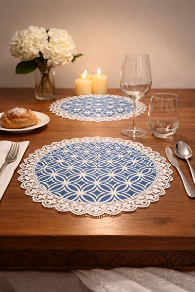 Rona Home Πολυτελές Σετ Παρτενιών με Λευκό Γεωμετρικό Σχέδιο και Δαντέλα - Πο...