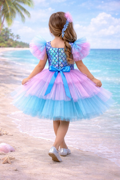 Peonia Kids Mermaid Dress with Tutu Colorful Mermaid Costume Mermaid