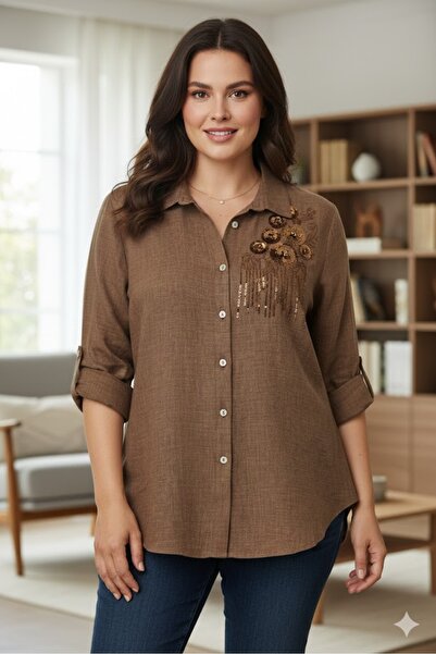 elma abone Linen Ring Embroidered Shirt