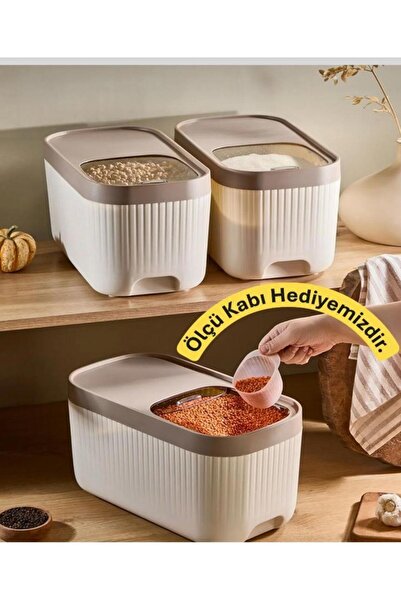 Tercih Home Storemate 12 lt Sürgülü Kapaklı Çok Amaçlı Tahıl Erzak Bakliyat K...