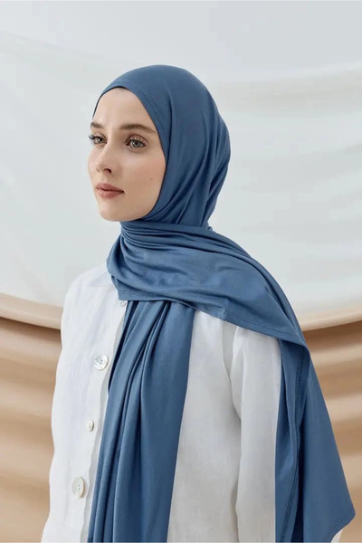 Modakaşmir Aminenesil Blue Combed Cotton Shawl