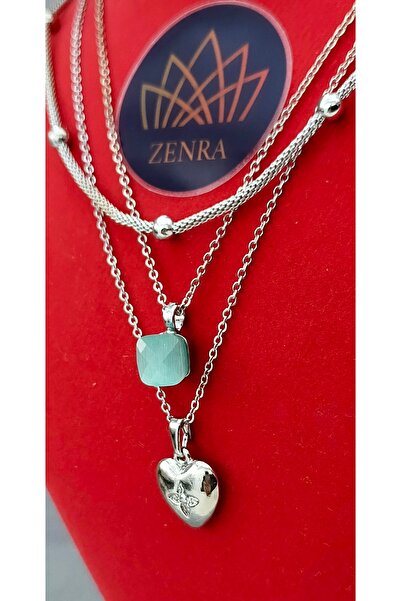 Çelik Multiple Necklaces Set of 3 for Women with Trendy Heart Detail and Stones