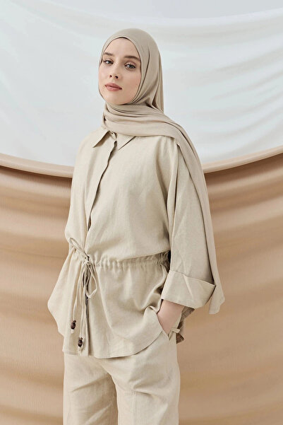 Modakaşmir Aminenesil Beige Color Combed Cotton Shawl