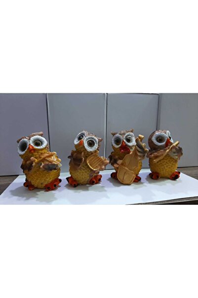 Skygo Müzisyen Baykuşlar Biblo 4'lü Set Dekoratif Hediyelik