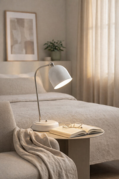 HOMİNG Design By Homing Beyaz Gece Lambası Abajur Masa Lambası Kod:241293