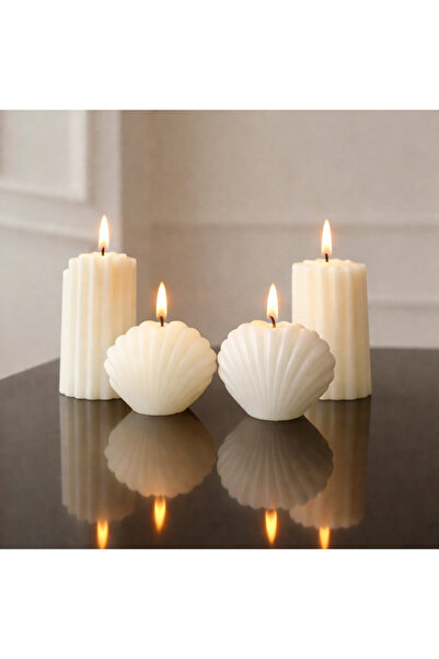 aymumi home Dekoratif Kabuk ve Silindir Tasarım Mum Seti – Siyah & Beyaz, Kokulu