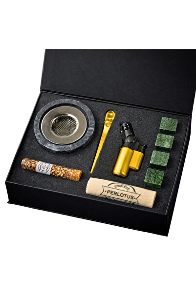 PERLOTUS طقم تدخين الويسكي الرخامي الفاخر (مع رقائق، ومبخرة، وجهاز ترشيح، وحج...