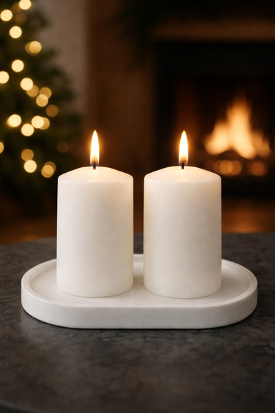 aymumi home Dekoratif Silindir Mum Seti 2'li – Siyah & Beyaz | El Yapımı Koku...