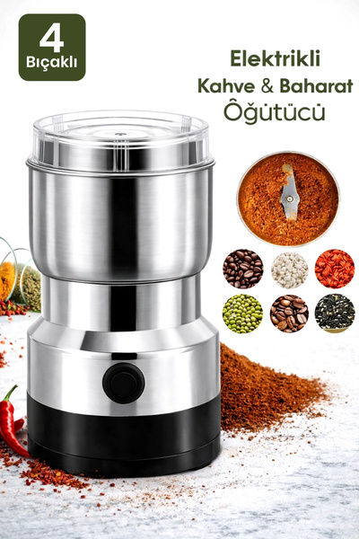 Tilbe Home Elektrikli Çelik Kahve Baharat Öğütücü Kahve Tuz Değirmeni Pirinç ...
