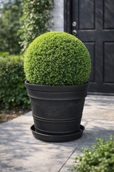 Melkan Home Antik Papatya Desenli Siyah Renk Saksı 21 Litre