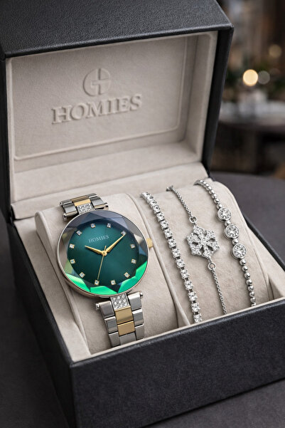 Homies Marka Sarı Gümüş Renk 2 Yıl Garantili Su Geçirmez Kadın Kol Saati - Bi...