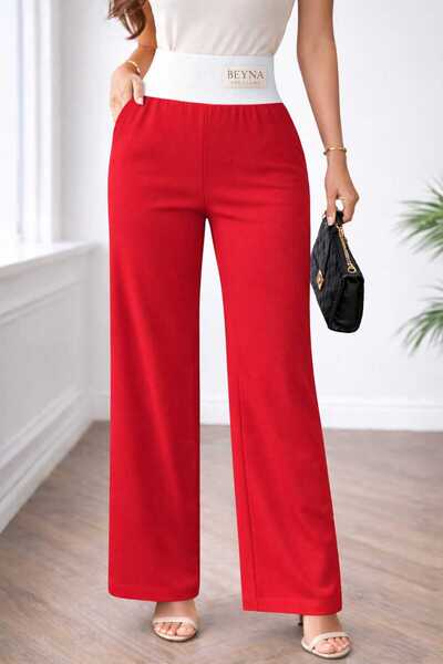 İMREN AKSESUAR Pantaloni albi cu picioare de 10 cm și elastic pentru talie 1 ...