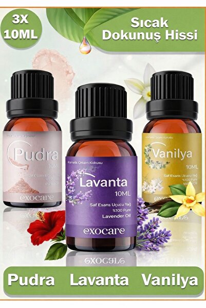 exocare 3'lü Set: Pudra, LAVANTA Vanilya Esansiyel Buhurdanlık Difüzör Yağı,o...