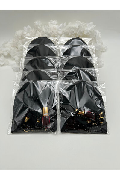 LenaToptan 10 Adet Siyah Erkek Takke Tesbih Koku Seti Hac Umre Hediyelik