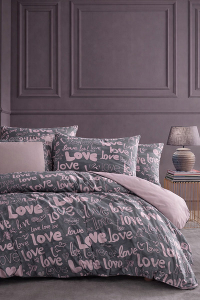 remtex طقم غطاء لحاف مفرد منقوش عليه عبارة Love - غرفة للفتيات الصغيرات، تفاص...