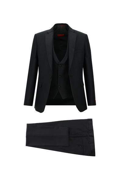 Kiğılı 7 Drop Slim Fit Dar Kesim Mono Yaka Yelekli Smokin & Damatlık