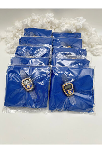 LenaToptan Set de 10 eșarfe și zikrmatice albastru marin, cadou pentru Hajj U...