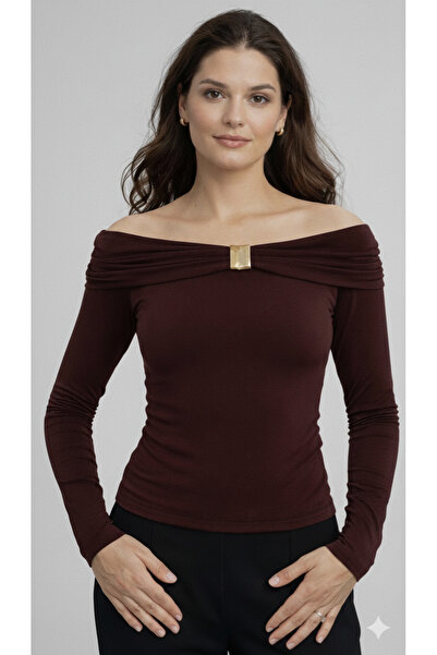 BY HUPE Women's Sandy Long Sleeve Blouse with Buckle Chest Detail