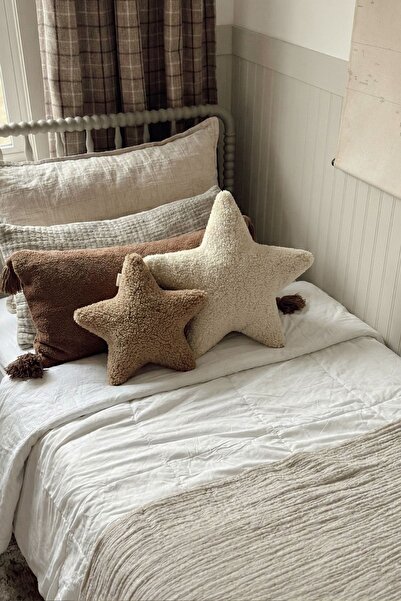 vivimade Bebek Çocuk Odası Stars Yıldız Yastık Ekru-kahverengi
