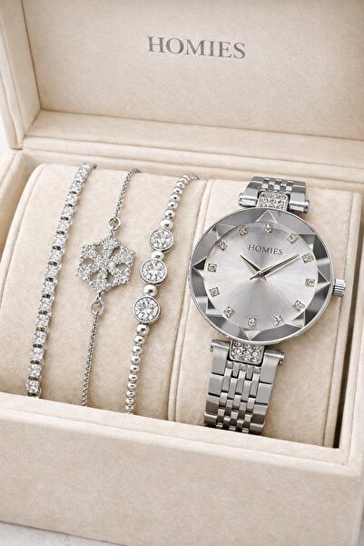 Homies ساعة يد زجاجية كريستالية مقاومة للماء 3 ATM للموسم الجديد مع هدية سوار