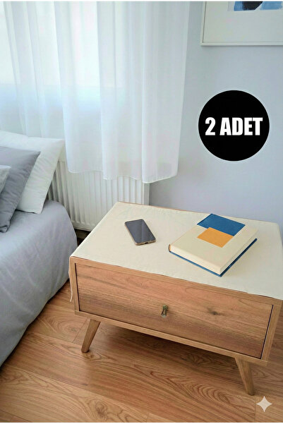 MiniStand 45x90 cm Ham Bez Komodin Örtüsü %100 Pamuklu Yatak Odası Komodin Ör...