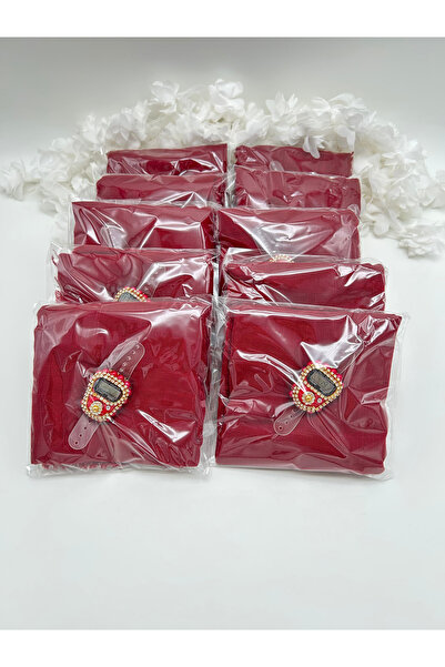 LenaToptan Set de 10 eșarfe roșii claret și zikrmatik, cadou pentru Hajj Umra...