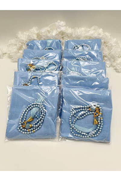 LenaToptan مجموعة من 10 قطع من الأوشحة الزرقاء والسبحات الخرزية كهدية للحج وا...