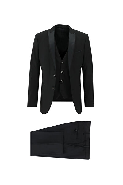 Kiğılı 7 Drop Slim Fit Dar Kesim Sivri Yaka Yelekli Smokin & Damatlık
