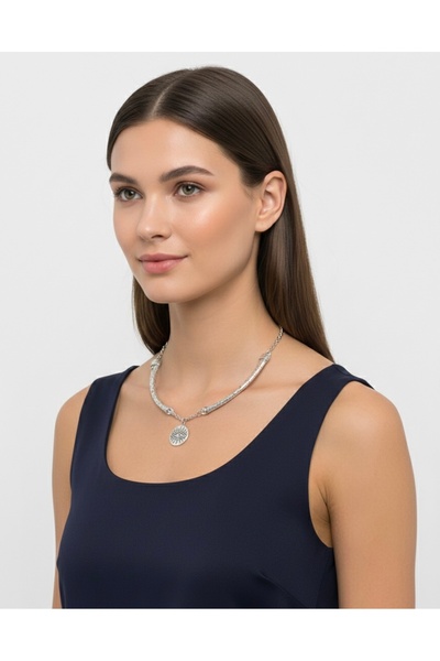 Vintage Takıhane Antik Gümüş Choker Tasarım Kolye