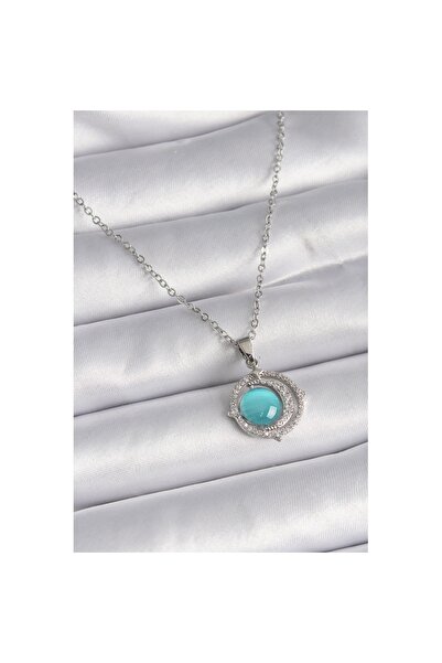 Skygo قلادة نسائية باللون الأزرق موديل 316L فضية اللون - TJ-BKO9409