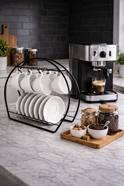 KARTEYA 1St Quality Black 6-Hook Cup Hanger Luxury Cup Stand Cup Holder