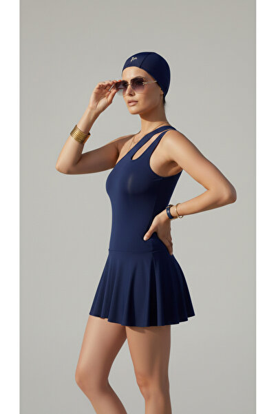 MAİMODA Kadın Tek Omuz Boneli İç Taytlı Elbise Mayo/Women's One-Shoulder Swim...