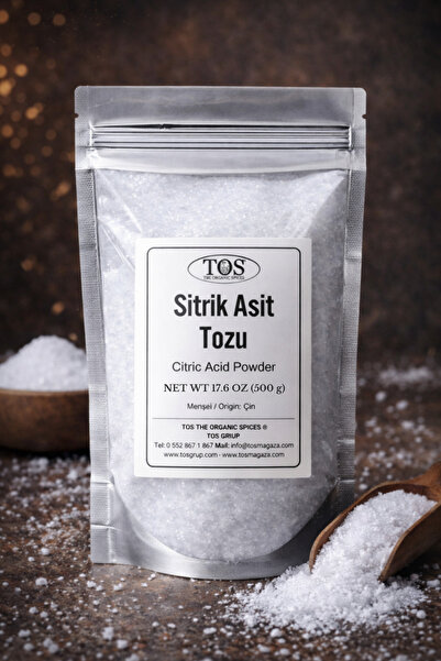 TOS The Organic Spices Sitrik Asit Tozu 500 gr (1. Kalite) Citric Acid Powder