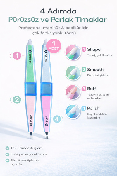 Sibelon Çok Fonksiyonlu Tırnak Eti Temizleyicili Ve Parlatıcılı Tırnak Törpüs...