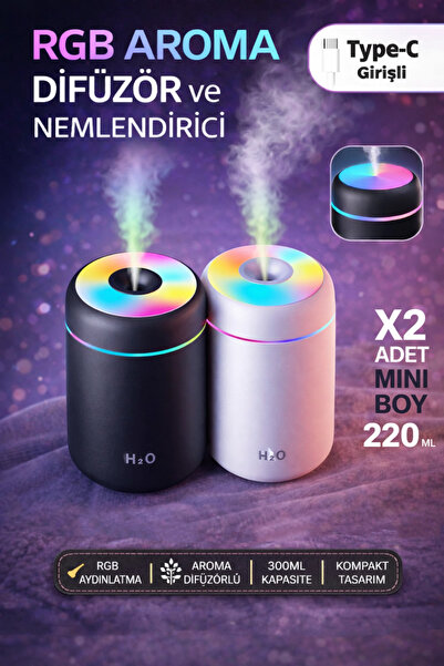 Tilbe Home 2li LED Işıklı USB Ultrasonik Hava Nemlendirici Buhar ve Koku Maki...