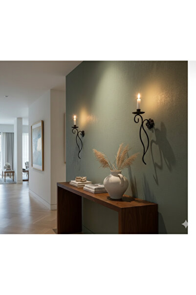 Samsun Demsa Demir Ferforje İkili Alin Duvar Askılı Demir Ferforje Mumluk