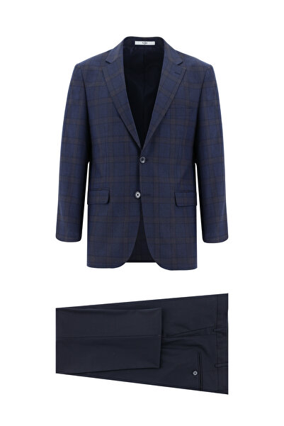 Kiğılı 6 Drop Regular Fit Costum combinat în carouri cu croială standard