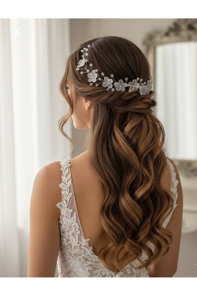 ASİMEL TASARIM إكسسوار شعر تاج العروس لحفلات الزفاف والزواج والخطوبة والخريجة
