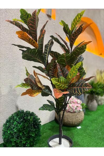 Ekodoğa Yapay 120 Cm Kroton Bitki (Croton) Yeşil Bitki Ofis Bitkisi Yapay Ağaç
