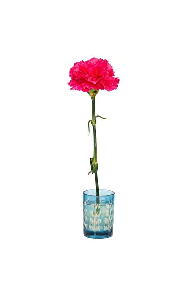 Missi Flora Design- Minimal Blue Leaf Cut Glass Vase