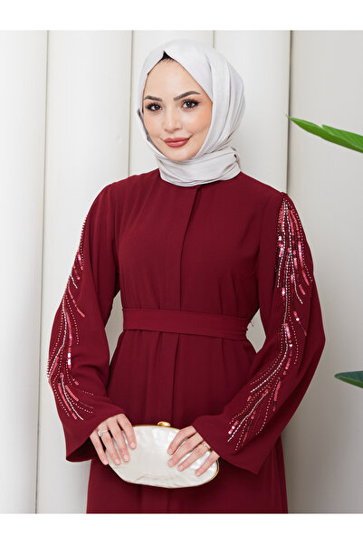 MY QILAM Women's Islamic Clothing Abaya Ferace Long Dress with Stone Embellis...