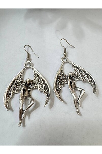 Yuchicly Aerial Flow – Silver Color Unisex Dangle Earrings with Winged Figure