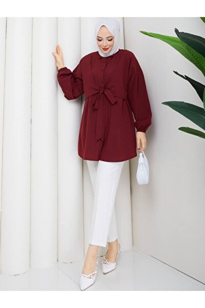 moda periy kadın yazlık pamuklu Önden Bağlamalı Tesettür Tunik