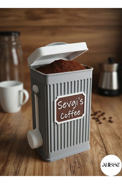 ABİSSE Kişiye Özel İsimli Kapaklı Kahve Kutusu – Kaşıklı Dekoratif Tasarım