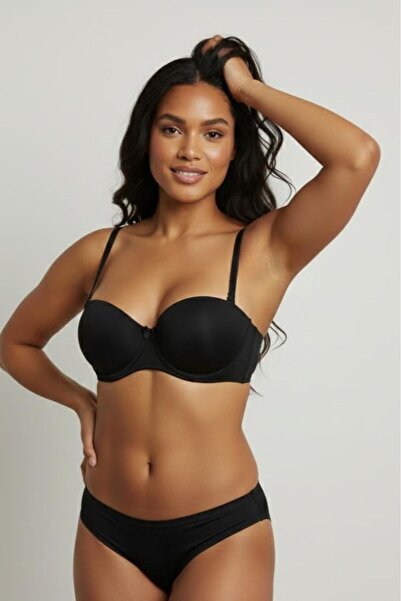 Manken Black Women's Strapless Bra - Multifunctional with Underwire, Padding,...