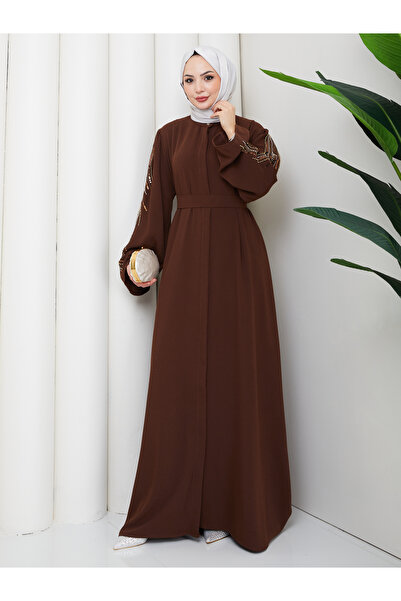 MY QILAM Women's Islamic Clothing Abaya Ferace Long Dress with Stone Embellis...