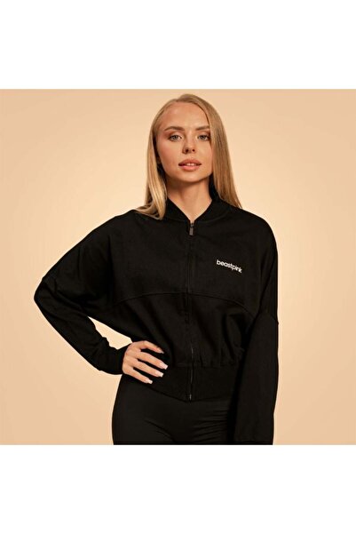 GymBeam Hanorac cu fermoar Bliss pentru femei, negru - BeastPink