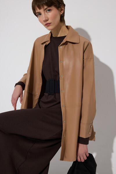 Touché Privé Ruffled Vegan Leather Shirt