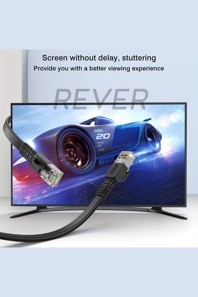 Rever Cat6 Ethernet Cable 3 Meters Flat Design 1000Mbps Fabrication Lan Cable between Pc and Modem